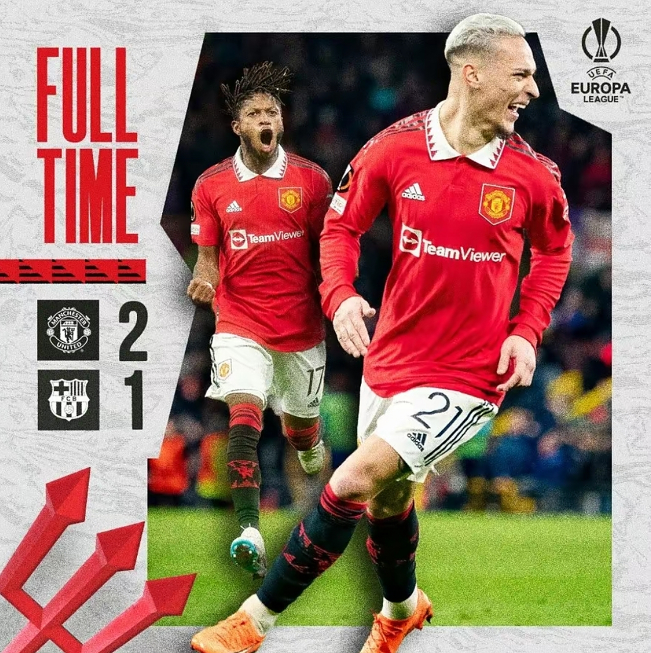 曼联击败巴萨,晋级可能性增加 曼联击败巴萨,晋级可能性增加